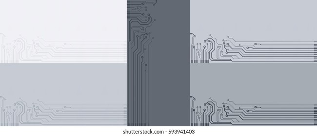 Set of flat circuit board vector illustration background. Microchip vector wallpaper