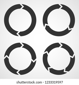 Set of flat circular arrows. Vector illustration. Refresh or reload sign.