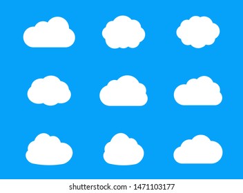 Set of flat cloud icons for web design, app, ui and logo. Storage solution element, databases, networking, cloud and meteorology concept.