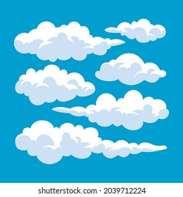 set of flat cloud ilustration design, various white cloud collection vector