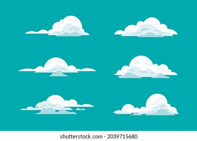 set of flat cloud ilustration design, various white cloud collection vector