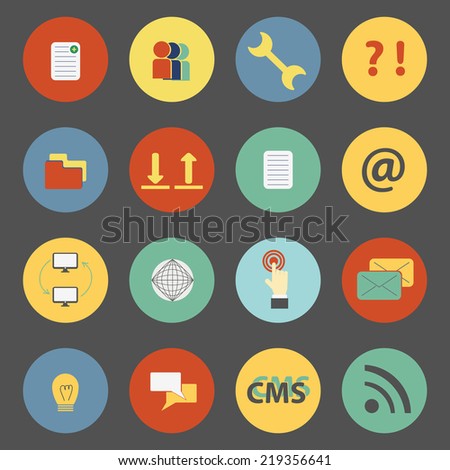 Set of flat CMS icons