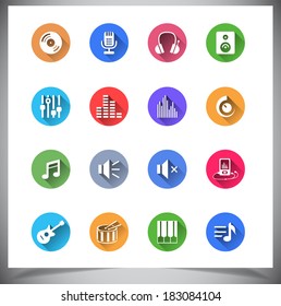 Set of flat color buttons. Vector illustration