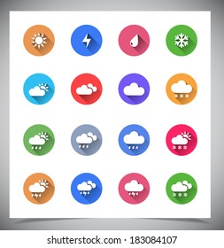 Set of flat color buttons. Vector illustration