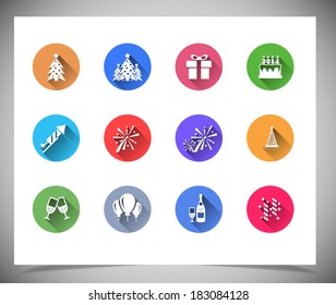 Set of flat color buttons. Vector illustration