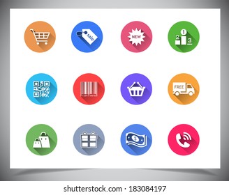 Set of flat color buttons. Vector illustration