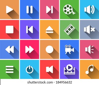 Set of flat color buttons. Vector illustration