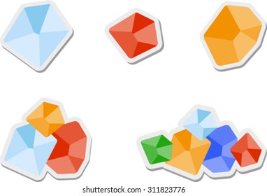 Set of flat colored gemstones