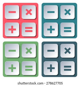 A set of flat colored icons calculator, vector illustration.