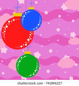 Set of flat colored isolated Christmas tree balls.