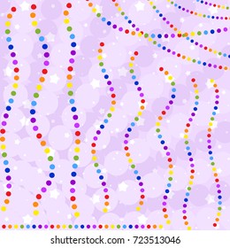 Set of flat colored isolated garlands round. Pink iridescent background . Suitable for design.