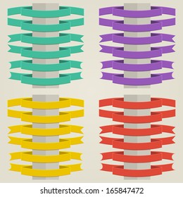 set of flat colored ribbons with different edges