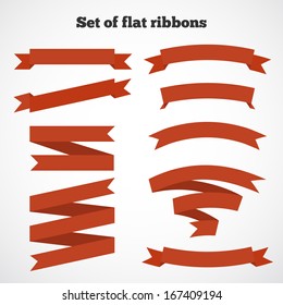 Set of flat colored ribbons. Vector illustration.