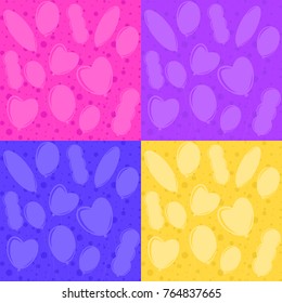 Set of flat colored silhouettes of balloons. Suitable for greeting card.