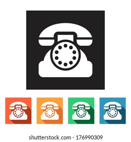 Set of flat colored simple icons (phone, telephone, communication), vector illustration