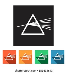 Set Of Flat Colored Simple Icons (dispersion, Dispersive Prism, Physics), Vector