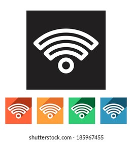 Set of flat colored simple rss icons, vector illustration