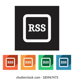 Set of flat colored simple rss icons, vector illustration