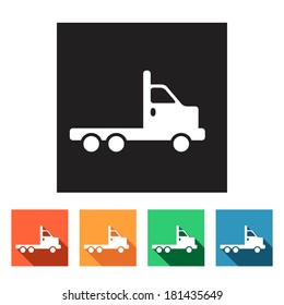 Set of flat colored simple web icons (logistics, truck, delivery, lorry), vector illustration