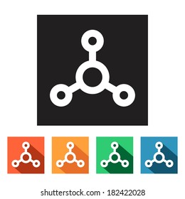 Set of flat colored simple web icons (share sign, send, sharing), vector illustration