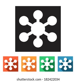 Set of flat colored simple web icons (share sign, send, sharing), vector illustration