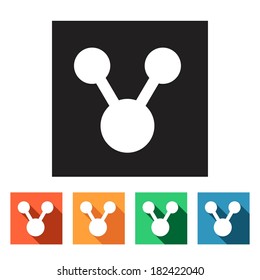Set of flat colored simple web icons (share sign, send, sharing), vector illustration