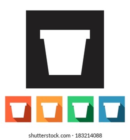 Set of flat colored simple web icons (recycle bin), vector illustration