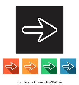 Set of flat colored simple web icons (arrows), vector illustration