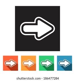 Set of flat colored simple web icons (arrows), vector illustration