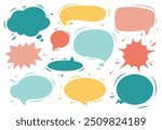 Set of flat colorful bubble speech vector. Banners, price tags, stickers, posters, badges. Isolated on white background.