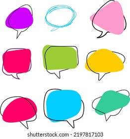 Set of flat colorful bubble speech vector. Banners, price tags, stickers, posters, badges. Isolated on white background.