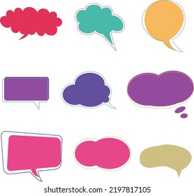 Conjunto de vector de habla de burbujas de color plano. Pancartas, etiquetas de precios, pegatinas, afiches, insignias. Aislado sobre fondo blanco.