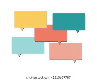 Conjunto de Vector de discurso de burbuja de colores planos. Anuncios, etiquetas de Precio, pegatinas, carteles, insignias. Aislado sobre fondo blanco.