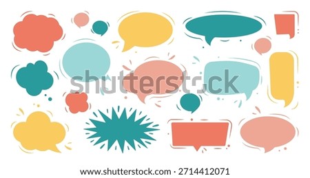 Set of flat colorful bubble speech vector. Banners; price tags; stickers; posters; badges. Isolated on white background.