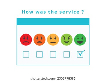 set of flat colorful feedback emoticon with checkbox concept