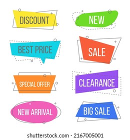 Set of flat colorful geometric vector banners