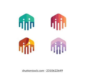 Logotipo de hexágono de color plano