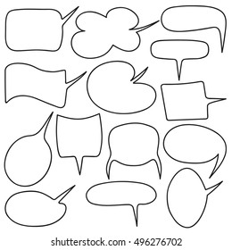 Set of flat communication bubbles for speech on white background. Elements for design.