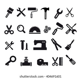 A set of flat computer icons. 