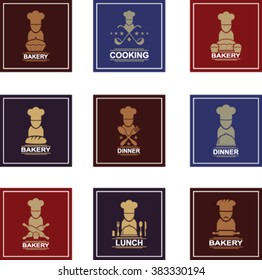Set of flat cooking emblem