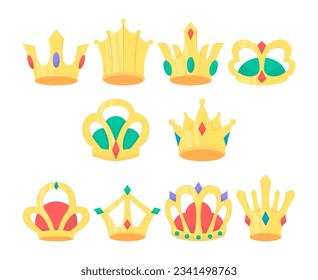 Set of flat crown illustration collection