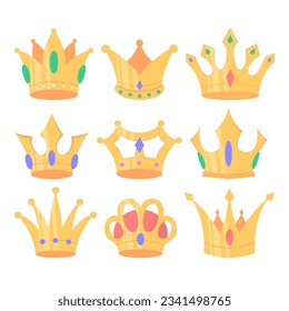 Set of flat crown illustration collection