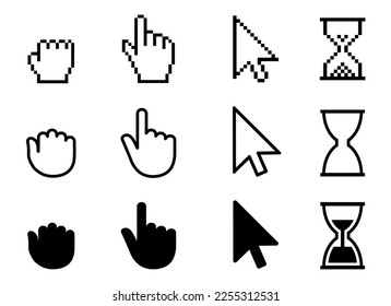 Set of flat cursor icons, different mouse sign – stock vector