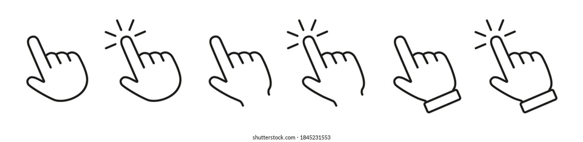 Set of flat cursor icons in hand form – vector