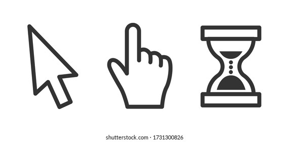 Set of flat cursor icons. Vector Illustration.