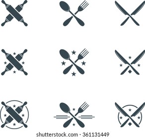 Set of flat cutlery symbols