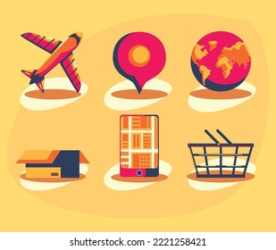 set of flat delivery icons