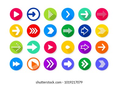 Set of flat design arrow icon. Template element for you design. Vector illustration. Isolated on white background