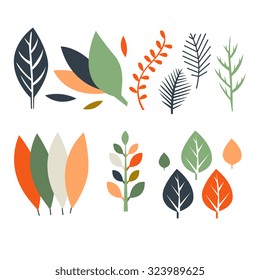 Set of flat design autumn leaves vector illustration
