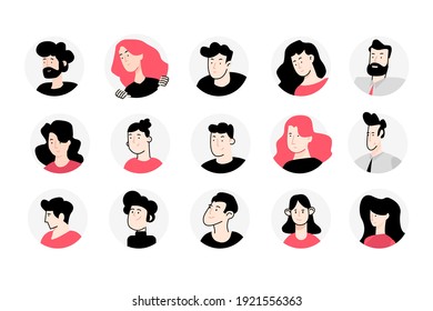 Set of flat design avatar icons. Vector illustrations for social media, user profile, website and app design and development.